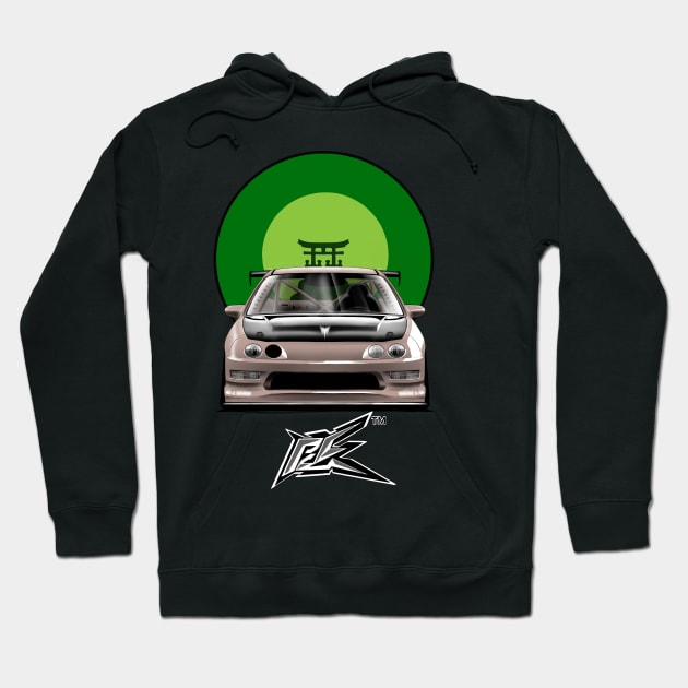 integra type r racecar lowered gold chrome Hoodie by naquash